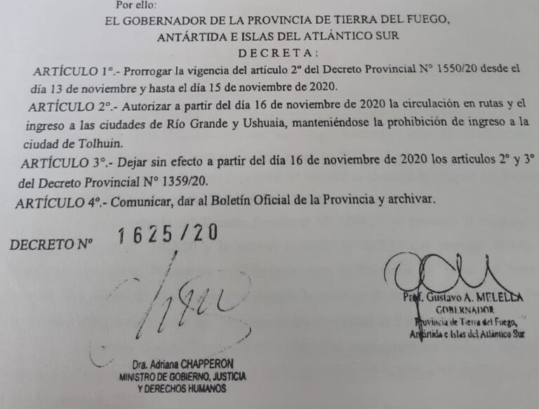 Desde el 16 de noviembre se podrá ingresar a Río Grande y Ushuaia y ya no será necesario circular por finalización de patente